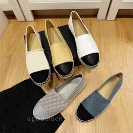 Canvas Shoes Designers Channel Loafer Espadrilles Size 34-42 100% Real Leather Lambskin Spring Summer Flat Women's Shoes Luxury Cap Toe Quilting