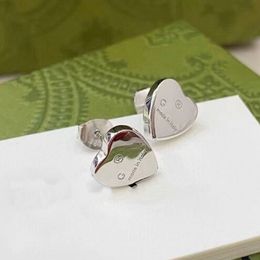 Silver Colour Luxury Brand Studs Cute Size Smooth Stainless Steel Heart Love Earrings For Women Gifts Wholesale