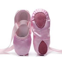 Children Kids Point Beginner Practising Dancing Shoes Soft Sole Satin Ballet for Girls Slipper Dance Ballerina Shoe 240116