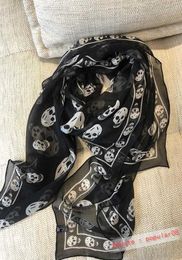 Skull head light beach scarf women039s summer beach scarf daily decoration silk scarves9727969