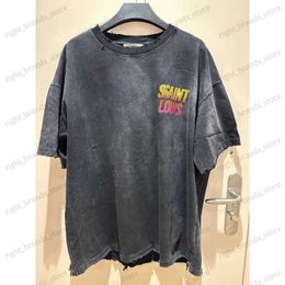 Men's T-Shirts 23SS Japanese style Saint Michael Sunset Crystal Vintage Oversized t shirt Tee Tops For Men T240117