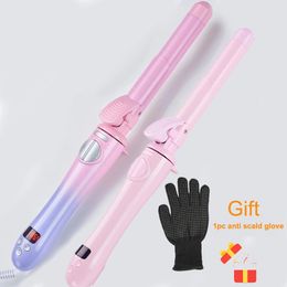 25MM Ceramic Barrel Hair Curler 1 Inch Magic Curling Wand Beach Curl Irons Auto Rotation Wavy Hair Styling Appliances 240117