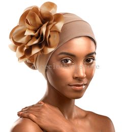 Women Ethnic Style Headscarf Popular Big Flower Turban Hat Comfortable Applying Skin Headband Fashion Wedding Cap Wrap Head Hat