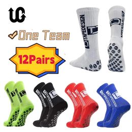 12Pairs Professional Anti Slip Sports Soccer Socks HighQuality Polyester Breathable Sweat Absorbing Non Football 240117