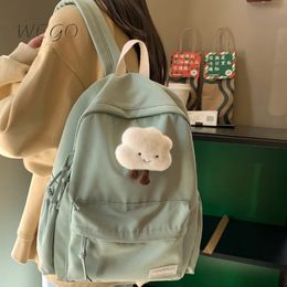 Waterproof Nylon Women School backpack Large Solid Colour Girls Travel Bag College Schoolbag Female Laptop Back Pack Mochilas 240116