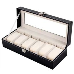 12356 Grids Watch Box PU Leather Watch Case Holder Organiser Storage Box for Quartz Watches Jewellery Boxes Display Gift 240117