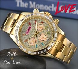 High-Quality President mens automatic date ceramics watches Quartz Movement Male Time Clock Stainless Steel Colorful Diamonds Ring Shinning Starry Dial Watch