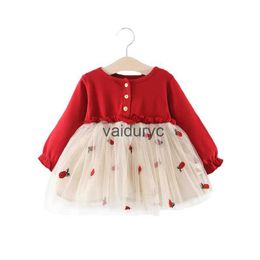 Girl's Dresses Lawadka 6M-3T Spring Newborn Baby Dresses for Girl Princess Lace First Birthday Girl Party Dresses Red Baby Outfits Clothes 2023 H240508