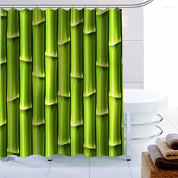 Shower Curtains ShunQian Bamboo And Stone Curtain Polyester Fabric Bath Screens For Bathroom 3D Waterproof Hook