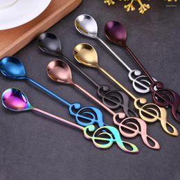 Spoons Stainless Steel Spoon Musical Notes Coffee Tea Stirring Ice Cream Dessert Tableware Kichen Accessories