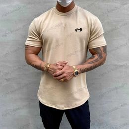 Men's T-Shirts T shirt Men Summer Gym Clothing Bodybuilding Fitness Loose Casual Lifestyle Wear T-shirt Streetwear Hip-Hop Tshirt T240117