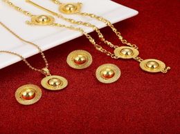 Ethiopian Jewelry Sets Gold Color Habesha Pendant Necklaces Earrings Ring Bangles African Wedding Gifts Eritrean3849999