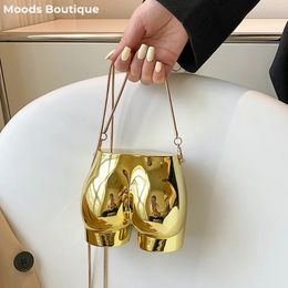 MOODS Niche Design Evening Clutch Purse Luxury For Women Golden Acrylic Dinner Party Funny Bag Designer Chain Cross Body Pouch 240117