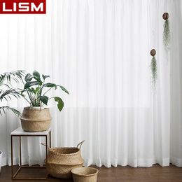 LISM 30% Shading Solid White Sheer Curtain for Living Room Decoration Window Curtain for Kitchen Modern Tulle Voile Organza 240116