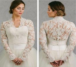 BHLDN 2019 Wedding Wrap Lace Jacket White Ivory Appliqued Cheap Long Sleeve Bridal Jacket Bolero Shrug Plus Size Wedding Dress Wra9826115