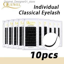 False Eyelashes Quewel 10 Cases/Lot False Mink Eyelashes Extension 12 Rows Individual Lash Silk Cilios Professionals Round Eyelash Wholesaler Q240117