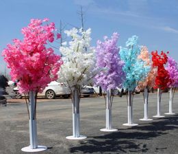 Colorful Artificial Cherry Blossom Tree Roman Column Road Leads Wedding Mall Opened Props Iron Art Flower Doors7959117