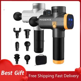 Electric massagers Percussion Massage Gun Phoenix a2 Body Massager Electric 6 Heads Pistol Massager fitness fascial gun massageador Best Gift YQ240117