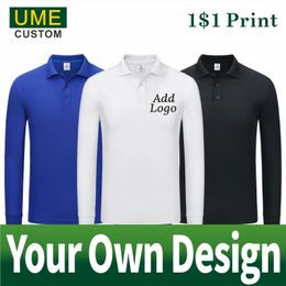 Breathable Long Sleeve Polo Shirt Personal Group Custom Embroidery Men's Long Sleeve Polo Shirt 240117