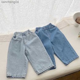 Jeans 2052C Children's Pants Denim Pants Spring Summer 2022 New Simple Fashion Boy's Jeans Elastic Waist Casual Washed Pants