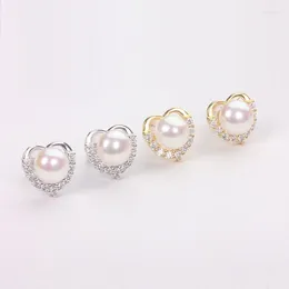 Stud Earrings High Quality Natural Freshwater Round Pearl Pure Silver Ear Studs 5-11mm Minimalist HBB93