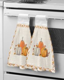 Autumn Pumpkin Maple Leaf Hand Towel Bathroom Supplies Absorbent Cloth Dishcloths Hanging Cloth Kitchen Accessories 240117