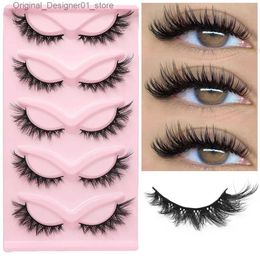 False Eyelashes Groinneya Cat Eyelash 3D Natural False Eyelash Fluffy Soft Cross 5 Pair Comic Eyelash Wispy Natural Eyelash Extension Makeu Q240425