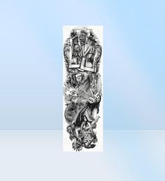 Large Arm Sleeve Tattoo Clock Rose Cross Dragon Waterproof Temporary Tatto Sticker Poker Lion Body Art Full Fake Tatoo Women Men3072880