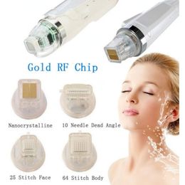 Laser Machine Radio Frequency Microneedle Fractional 10Pin 25Pin 64Pin Nano Skin Lifting 4 Tips Needle Head Gold Cartridge