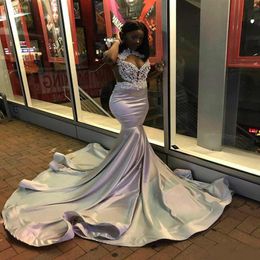 2019 African Mermaid Lace Prom Gowns Sequins Formal Evening Dress Party Gowns Applique 8th grade graduation occasion Dresses247i