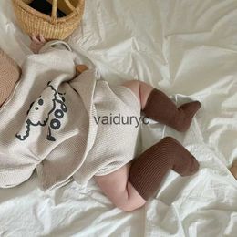 Clothing Sets 2023 Spring New Baby Cotton Waffle Cardigan Set Boy Cute Bear Print Tops Pants 2pcs Set Girl Summer Pp Pants Suit Infant Clothes H240508