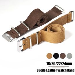 Retro Suede Leather Watch Bracelet 18mm 20mm 22mm 24mm Steel Buckle Band Replacement Wristband Soft Genuine Strap 240116