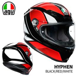 Full Face Open Italian Agv Motorcycle Helmet Female k Carbon Fiber Full Helmet Male Four Seasons Universal Anti Fog Motorcycle Running Helmet 1J0P