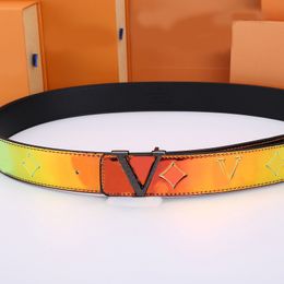 Belts for women designer causal luxury belt letters smooth buckle colorful laser leather 3.8cm width ceinture luxe white belt mens ornament daily life hg080