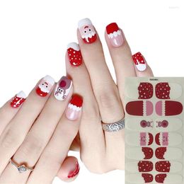 Nail Stickers 14 Tips Christmas Art Festival Elk Wraps Waterproof Full Cover DIY Manicure Decals