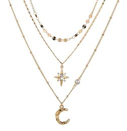 Pendant Necklaces Christmas Jewellery Ins Versatile Tianmang Star Moon Necklace Trendy Multilayer Stacked Neckchain Female1470651