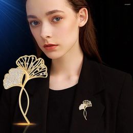 Brooches Rhinestone Lotus Leaf For Women Enamelled Pin Delicate Corsage Gold Colour Ladies Gift Party Ornaments Fashion Jewellery