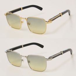 Selling "Buffs" 0363S Sunglasses Original Gold-Black Buffalo Horn Male Female Glasses MARBLED BLACK BUFFALO HORN Square Unisex Size 54-21-145MM New