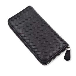Fashion Weaving Long Wallet Zipper Money Clip Men Women Large Capacity Handbag 012924a