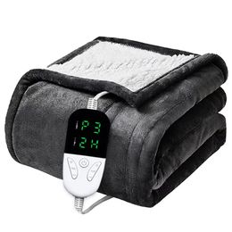 Electric Blanket Flannel Blanket Mattress Winter Machine Washable Double Layer Temperature Control Warmer Heated Throw Blanket 240117