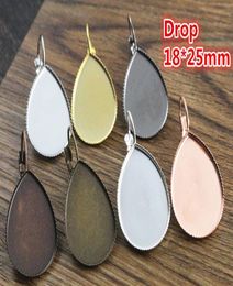 18x25mm 50pcs 8 Colors plated French Lever Back Earrings BlankBaseFit 1825mm Drop glass cabochonsEarring bezels1209950