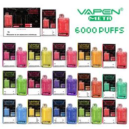 Disposable Vape VAPEN META 6000 Puffs 6000 Disposable E cigarettes Vape Pen 13.5 ml Pre-filled Pods Cartridge 550mAh Rechargeable Battery vapes