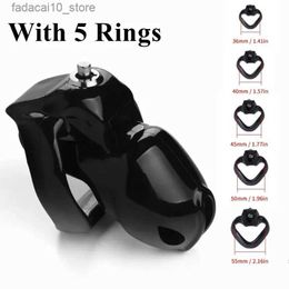 Other Health Beauty Items 2023 New HT-V5 Chastity Cage Set with 36/40/45/50/55mm Size Penis Rings for Men Bondage Training Device Cock Lock Fetish Toy Q240117