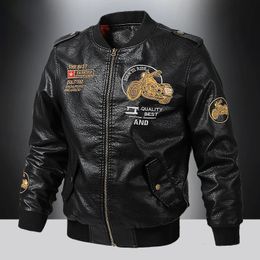 Men's Autumn And Winter Men High Quality Fashion Coat Leather Jacket Motorcycle Style Casual Jackets Black Warm Overcoat 240116