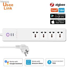 Power Cable Plug UseeLink Zigbee Smart Power Strip 16A Universal Outlets with USB Plug Sockets Remote Voice Control AlexaGoogle Power by Tuya YQ240117