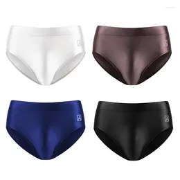 Underpants Satin Sexy Men's Glossy Silk Slippery High Men Brief Oily Leisure Shinny Briefs Breathable Sports Underwear