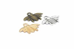 150pcs Antique silver Bronzelight silverKC goldgold Zinc Alloy Lovely Bee Charm Pendant 16x20mm5514523