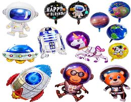 Astronaut spaceship aluminum foil balloon flying saucer rocket cartoon science fiction milky way kids birthday theme party solar s3438626