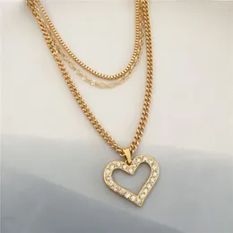Pendant Necklaces Senior Fashion Women Sexy Clavicle Fine Double Link Chain Metal Heart Party Necklace Jewelry Gift