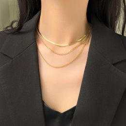 Muilti Chains 14k Gold Halskette für Frauen Punk Street Trend Halsschmuck Geschenk Bijoux 2024